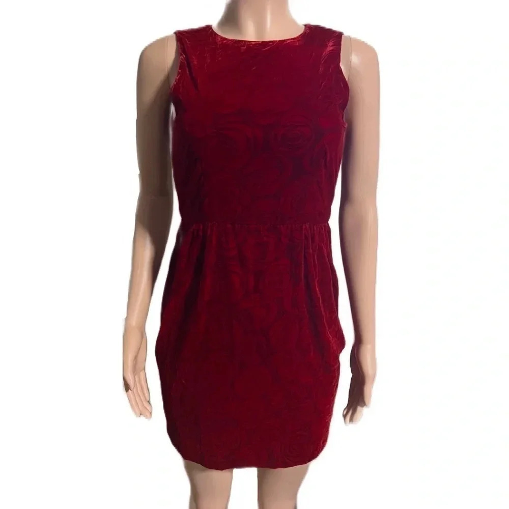 ALICE + OLIVIA Women’s Velvet Red Rose Dress